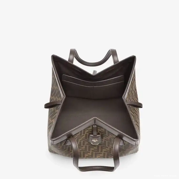 Affordable Bag Origami In Brown FF Fendi Large Motif Fabric 0502